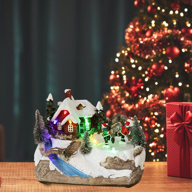 Christmas Decor Desktop Ornament Lighted Christmas Village Houses Christmas Village With Colorful Lights Music Lightweight Christmas House Decorative Christmas Houses Christmas Mini House Decor