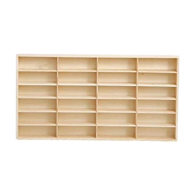 Ruiboury Wooden Showcase Display Holder Box Showcasing Toy Car Collections In Organized Manner 24 Grid