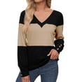 thumbnail image 1 of Hauts à Manches Longues pour Femmes Automne - Col en V, Coupe Ample, Tendance pour l'Automne, 1 of 3