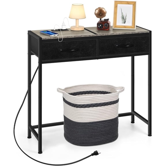 33" Console Table w/Storage Drawers Entryway Table w/ Charge Station Sofa Table