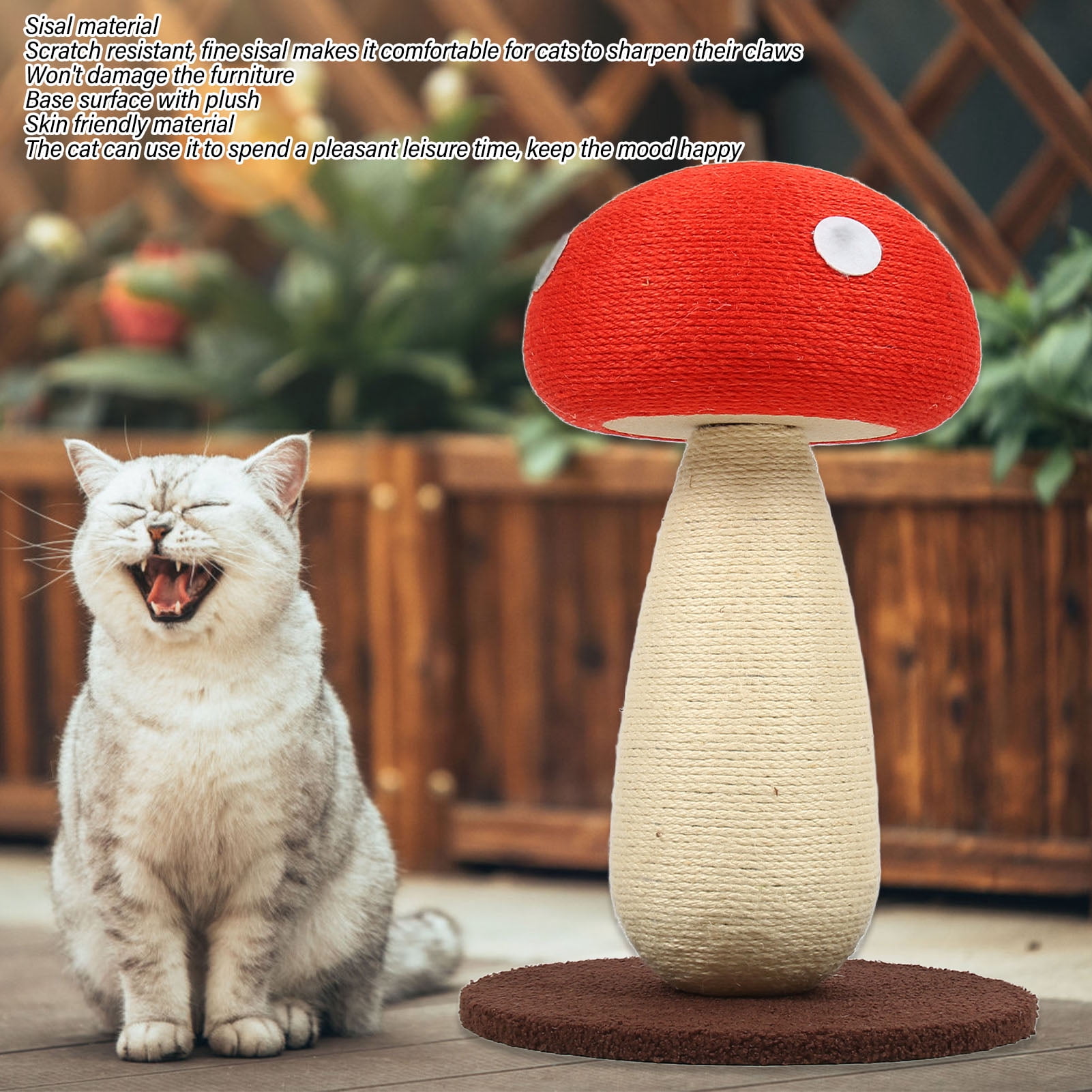 Riousery Mushroom Shaped Cat Scratch Pad Paw Grinding Soft Skin Friendly Sisal Interactive Cute Cat Scratching Post for Kitten 16.54 in / 42 cm