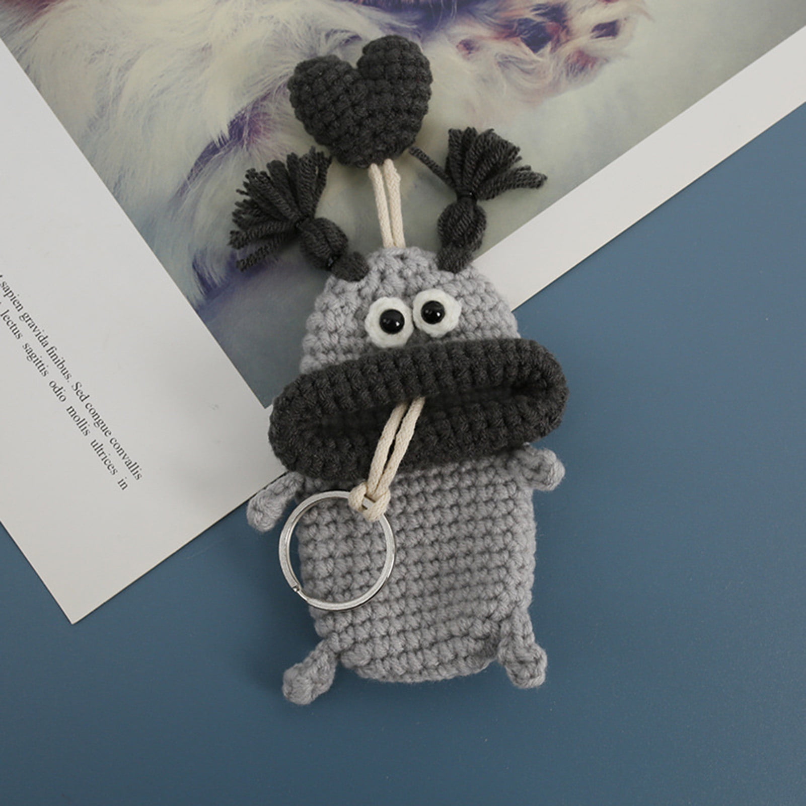 Fairnull Cartoon Key Case Sausage Mouth Hand-Woven Knitting Anti