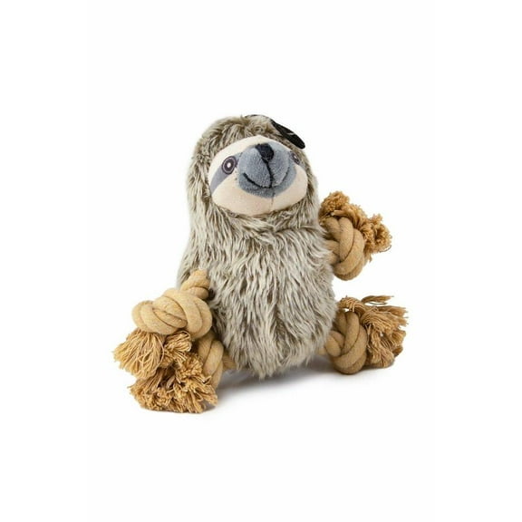Steel Dog USA Sloth Roper Dog Toy Featuring Rope Limbs, Squeaker and Crinkles for Interactive Play