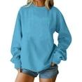 thumbnail image 6 of Brondbend Womans Sweatshirt Womens Pullover Crewneck Long Sleeved Top Solid Color Comfortable Loose Tops Ladies Holiday Fall Winter Clothes Sky Blue, 6 of 6