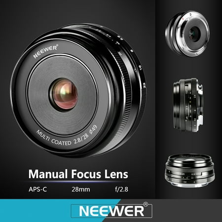 Neewer 28mm f/2.8 Manual Focus Prime Fixed Lens for SONY E-Mount Digital Cameras, Such as NEX3, 3N, 5, 5T, 5R, 6, 7, A5000, A5100, A6000, A6100 and A6300
