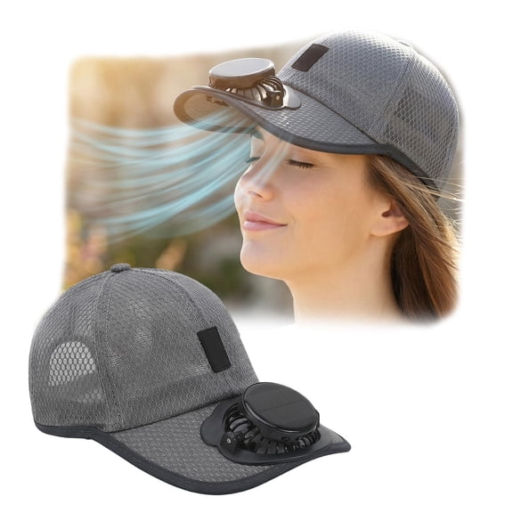 Solar Rechargeable Peak Cap with 3-Speed Quiet Fan, USB Powered Solar Fan Cap, Breathable Mesh Cooling Hat for Outdoor Activities and Work