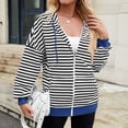 thumbnail image 5 of Womens Zip Up Hoodies Striped Fashion Sweatshirts Long Sleeve Jacket With Pockets 2024 Teen Girls Fashion Clothes Sweatcoat Zip up Sweatshirt Women Zipper Front Hoodies Hooded Sweatshirt Womens Hooded, 5 of 8