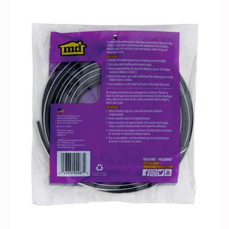 M-D Building Products 04267 17 ft. Gray Pile Replacement Weatherseal for Storm Doors & Windows