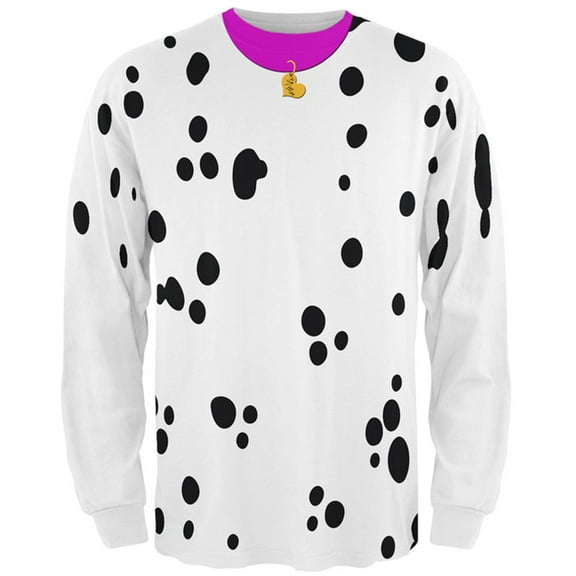 Valentine's Day Dog Dalmatian Costume Pink Collar Be Mine Mens Long Sleeve T Shirt Multi SM