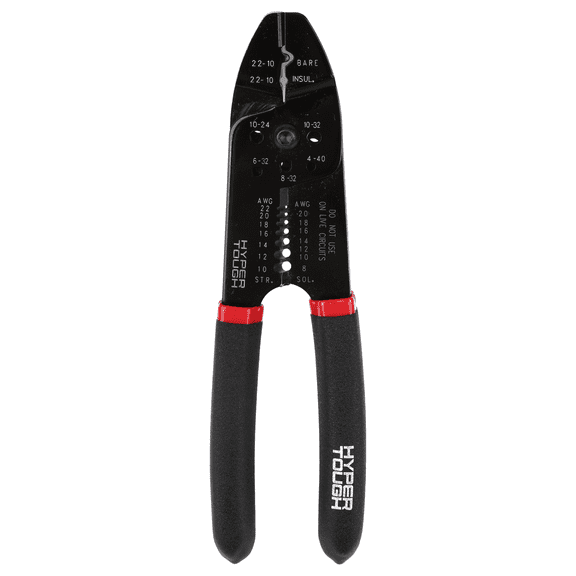 Hyper Tough Multi-Function Wire Crimper, Stripper, and Cutter, Solid 8-20 AWG and Stranded 10-22 AWG