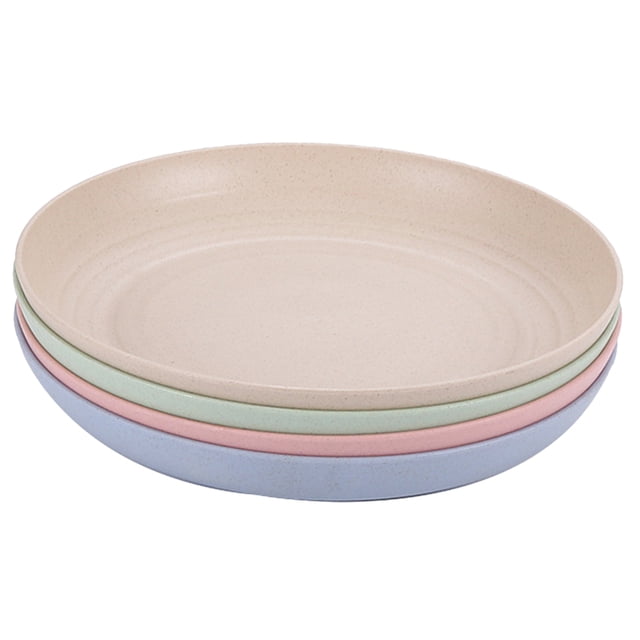 Ensemble de 4 Assiettes Rondes Réutilisables Multicolores en PP pour Anniversaires et Utilisateurs Domestiques