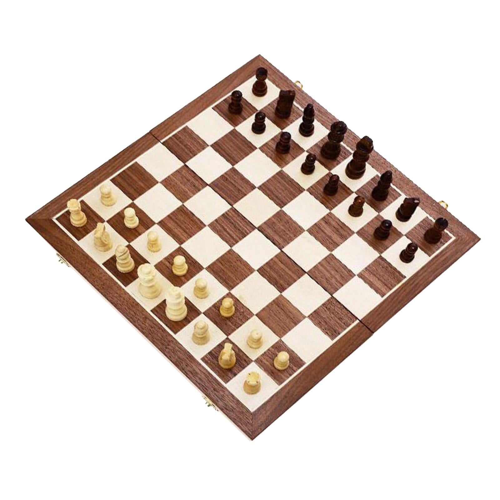 LeeQinersw Wooden International Chess Set Foldable Chess Board Storage Space Chessboard 32x M