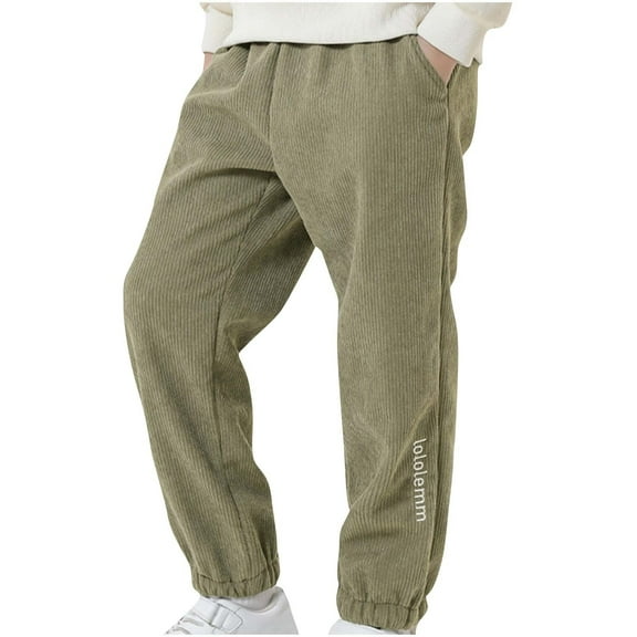 Efsteb Boys Sweatpants Elastic Waist Joggers Sweatpants Casual Soft Thermal Pants for Boys Joggers Pants (Army Green,10 Years)