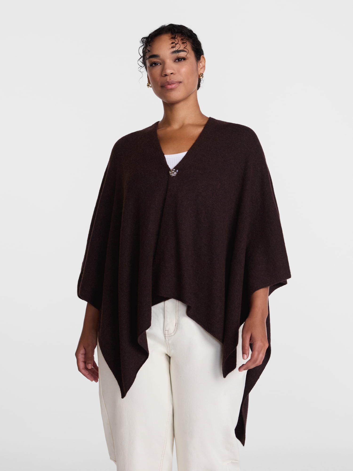 Scenario Women's Button Front Ruana, Mid-weight, Sizes S-XL