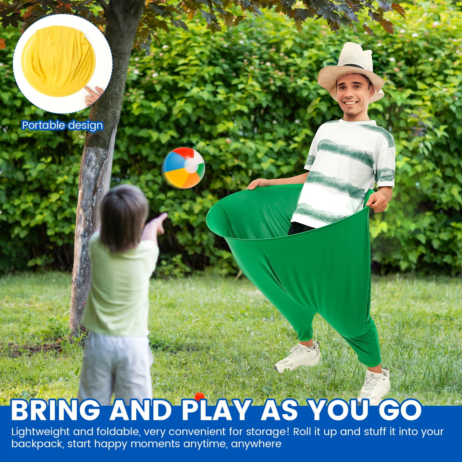 4Pcs Granny Pants Yard Game Set Creative Oversized Pants Tossing Game with 18 Ball and 2 Air Pump for Outdoor Courtyard Party Adults