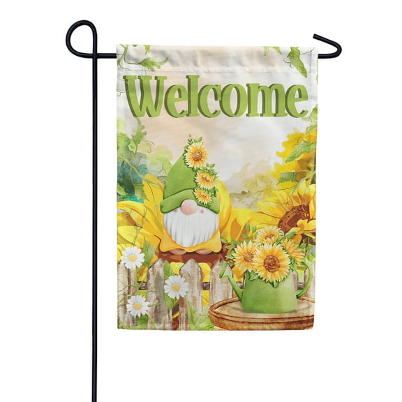 America Forever Autumn Welcome Gnome Garden Flag 12.5 x 18 inch Fall Sunflower Gnome Floral Seasonal Yard Outdoor Fall Decorations Double Sided Flag