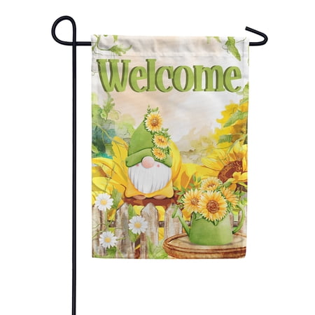 America Forever Autumn Welcome Gnome Garden Flag 12.5 x 18 inch Fall Sunflower Gnome Floral Seasonal Yard Outdoor Fall Decorations Double Sided Flag