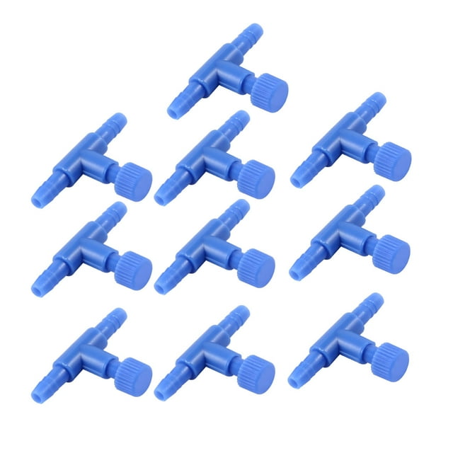 Unique Bargains 10 Pcs Blue Plastic 2 Way Aquarium Fish Tank Air Pump Control Valves