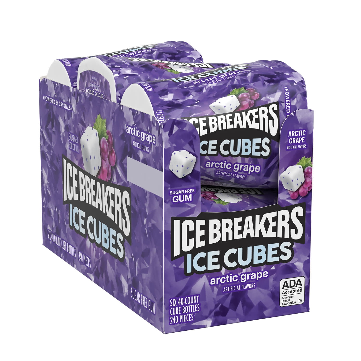 Ice Breakers Ice Cubes Arctic Grape Sugar Free Chewing Gum, Bottles 3.24 oz, 6 Count, 40 Pieces