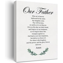 Christian Canvas Wall Art Our Father Prayer Canvas Print Positive Scripture Canvas Painting Religious Home Wall Decor Framed Gift 12x15 Inch