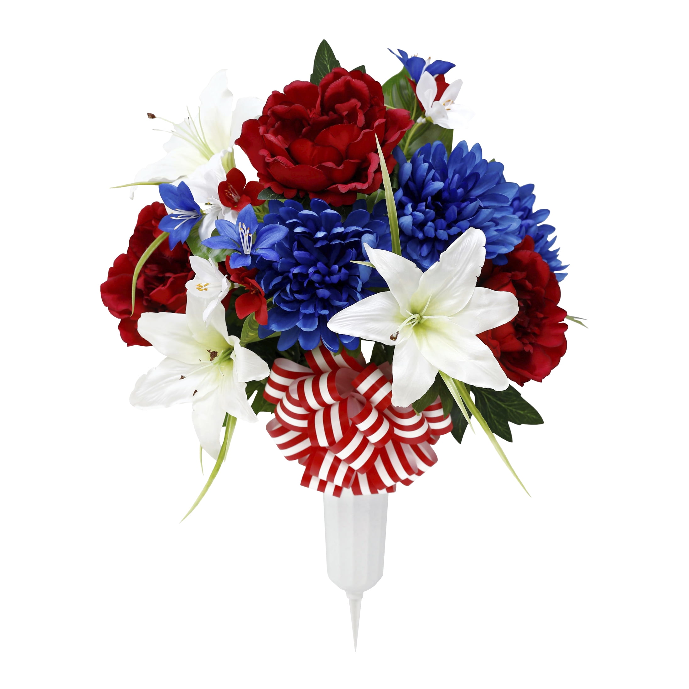 23" Artificial Silk Red Rose Cemetery Large Vase, by Mainstays