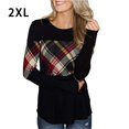 thumbnail image 4 of Femmes à Carreaux Manches Longues Col Rond Tops Femmes Chemise en Vrac Style Col Rond Manches Longues T-shirt Casual Pull Tops, 4 of 5