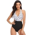 thumbnail image 5 of Miss Lavish London One Piece Swimsuits For Women Bathing Suits Cutout Swimwear Monokini Back Ties, 5 of 8