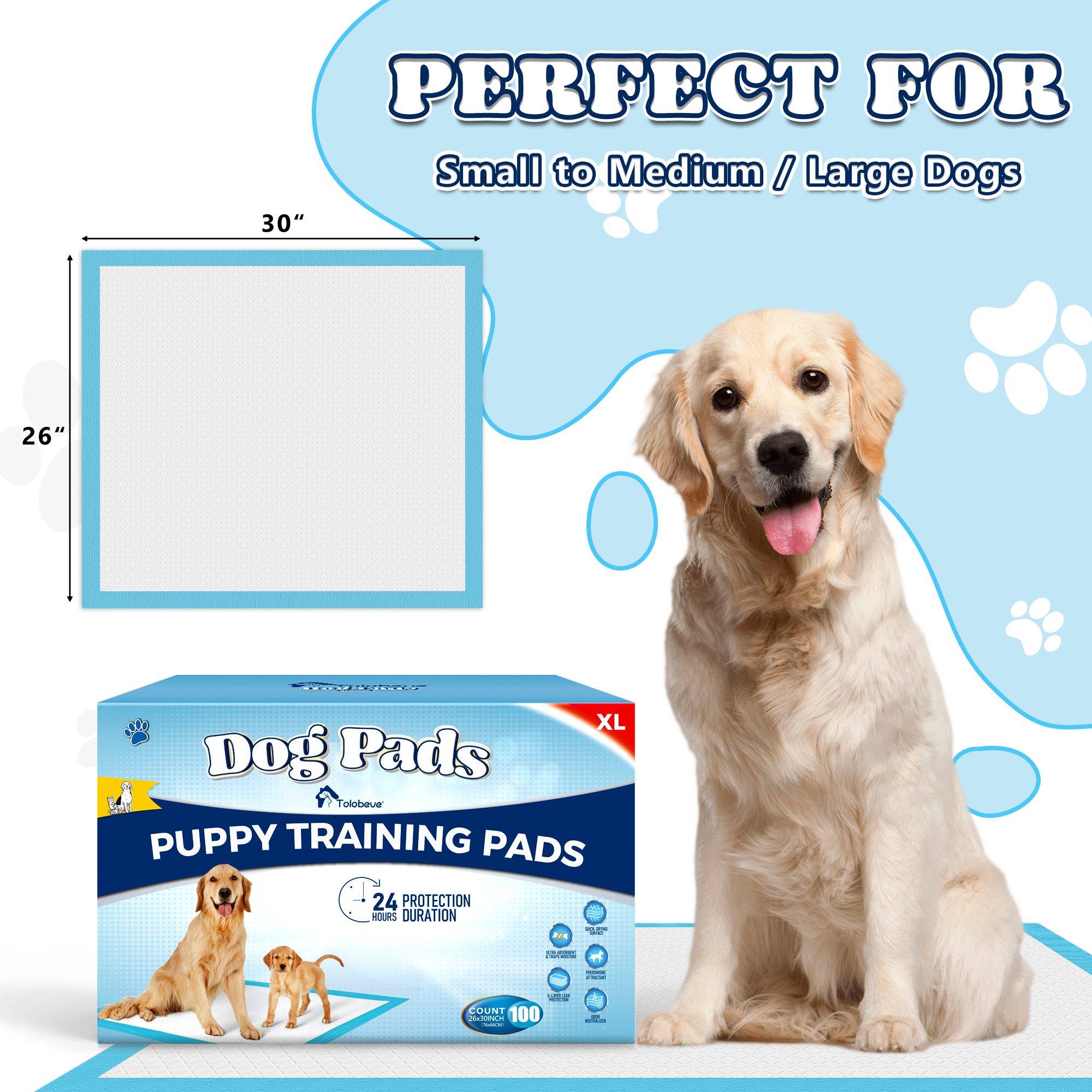 Tolobeve Dog Training Pads, XL, 100 Count photo 6