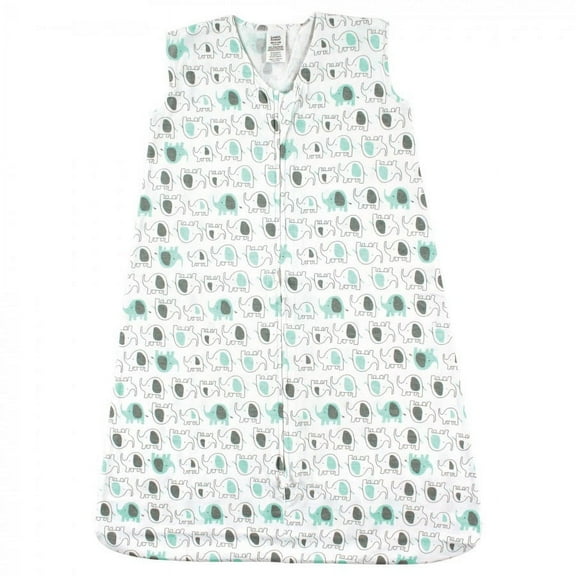 Luvable Friends Baby Sleeveless Jersey Cotton Sleeping Bag, Sack, Blanket, Mint Elephants Jersey, 0-6 Months