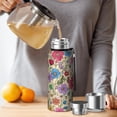 thumbnail image 4 of 20 Oz Pioneer Flower Coffee Tumbler Double Wall Insulated Stainless Steel Water Bottle | Metal Reusable Thermoses Flask with Cup Cap | Leak & Sweat Proof with Anti-Dust Lid, 4 of 7