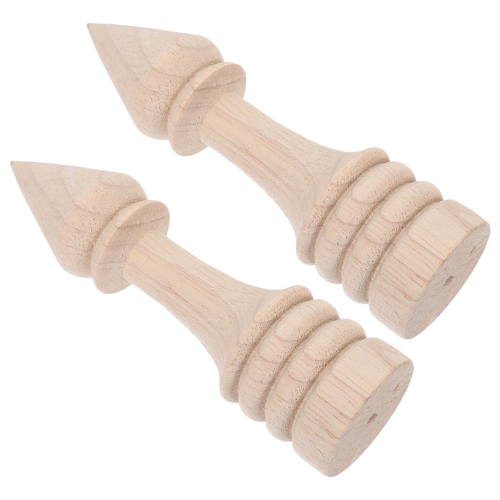 ELAYARD 2Pcs Wooden Newel Finials Khaki Baroque Design Furniture Toppers for Home Decor