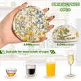thumbnail image 2 of Yayeee 6 PCS Drink Coasters with Holder Set Woven Absorbent Round Tabletop Hot Pad, Yellow Floral, 2 of 7