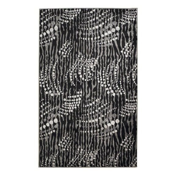 Linon Miso Simone Polypropylene 8'x10'4" Rug in Gray and Black