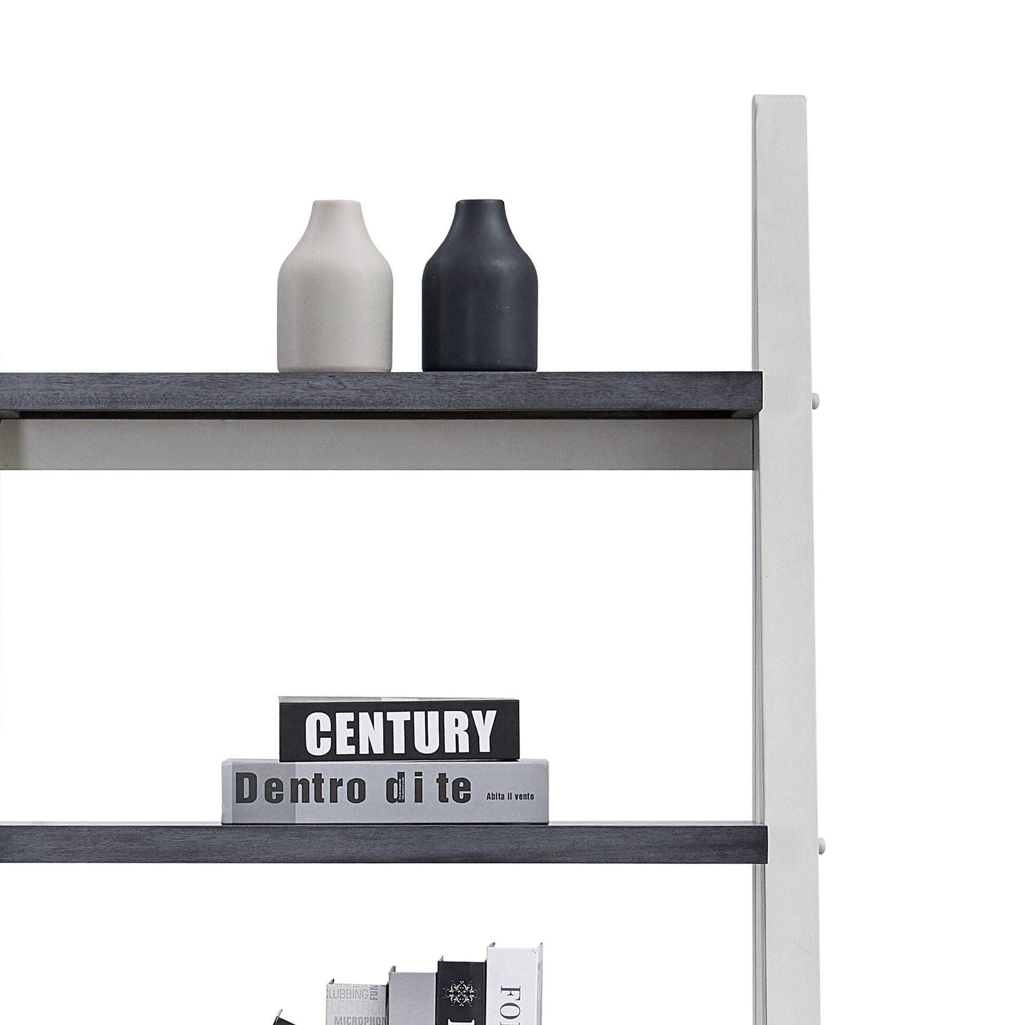 5-Tier Bookshelf,Modern Ladder Bookcase,5 Shelves Storage Rack Ladder Shelf for Living Room, Home Office,White