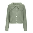 thumbnail image 4 of Karight Cute Collared Cardigan Sweaters for Women Long Sleeve Loose Button Down Chunky Knitted Cropped Outerwear, 4 of 6