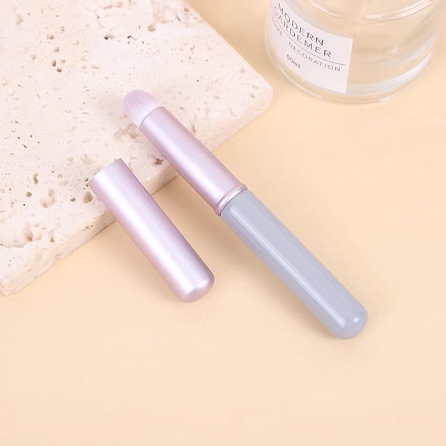 Pincel para labios con tapa, pincel para labios, mini pincel portátil para lápiz labial, cabezal redondo, mango corto, pincel de maquillaje de viaje, pincel corrector profesional