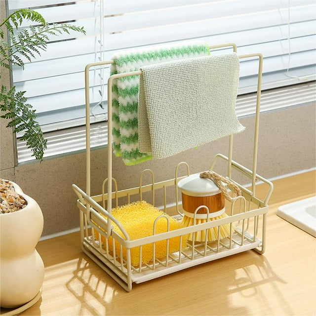Clearance! Sponge Cloth Rack, Kitchen Dishwashing Sponge Holder, Drainage Rack, Faucet Storage for Dish Cloths, Steel Storage Solution