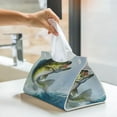 thumbnail image 6 of Fuzoiu Largemouth Bass jumps out of water Print Tissue Box Cover, PU Leather Tissue Holder,Decorative Facial Paper Organizer for Bathroom Living Room Bedroom Countertop Office Desk Car Home, 6 of 7