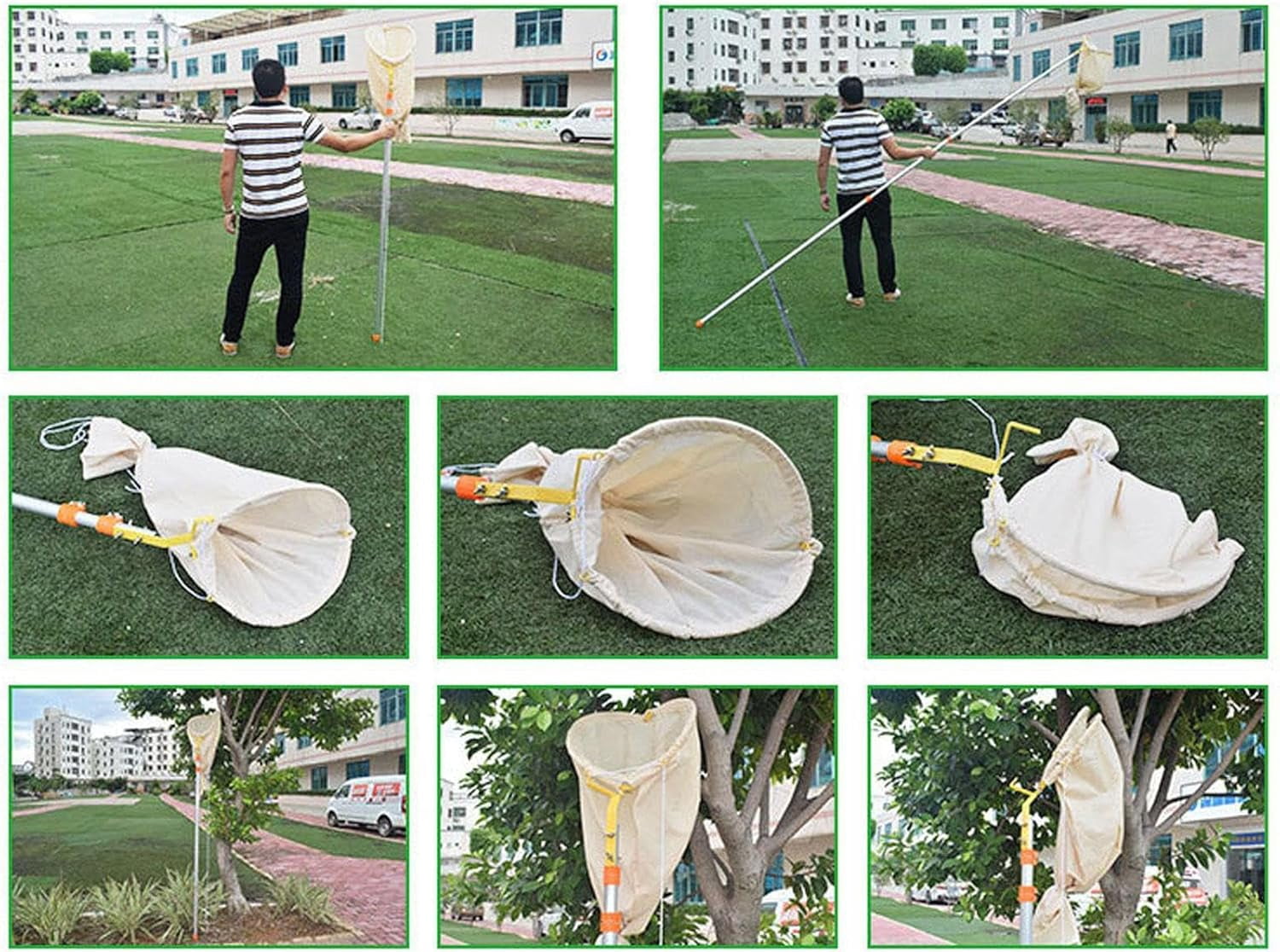 keyasia Bee Catcher Net, Steel Frame Telescopic Swarm Bag, Bee Cage with Lockable Base, Canvas Bee Trap Honeycomb Bag Ultra-Light Recruit Tool for Outdoor Beekeeper for Outdoor Beach
