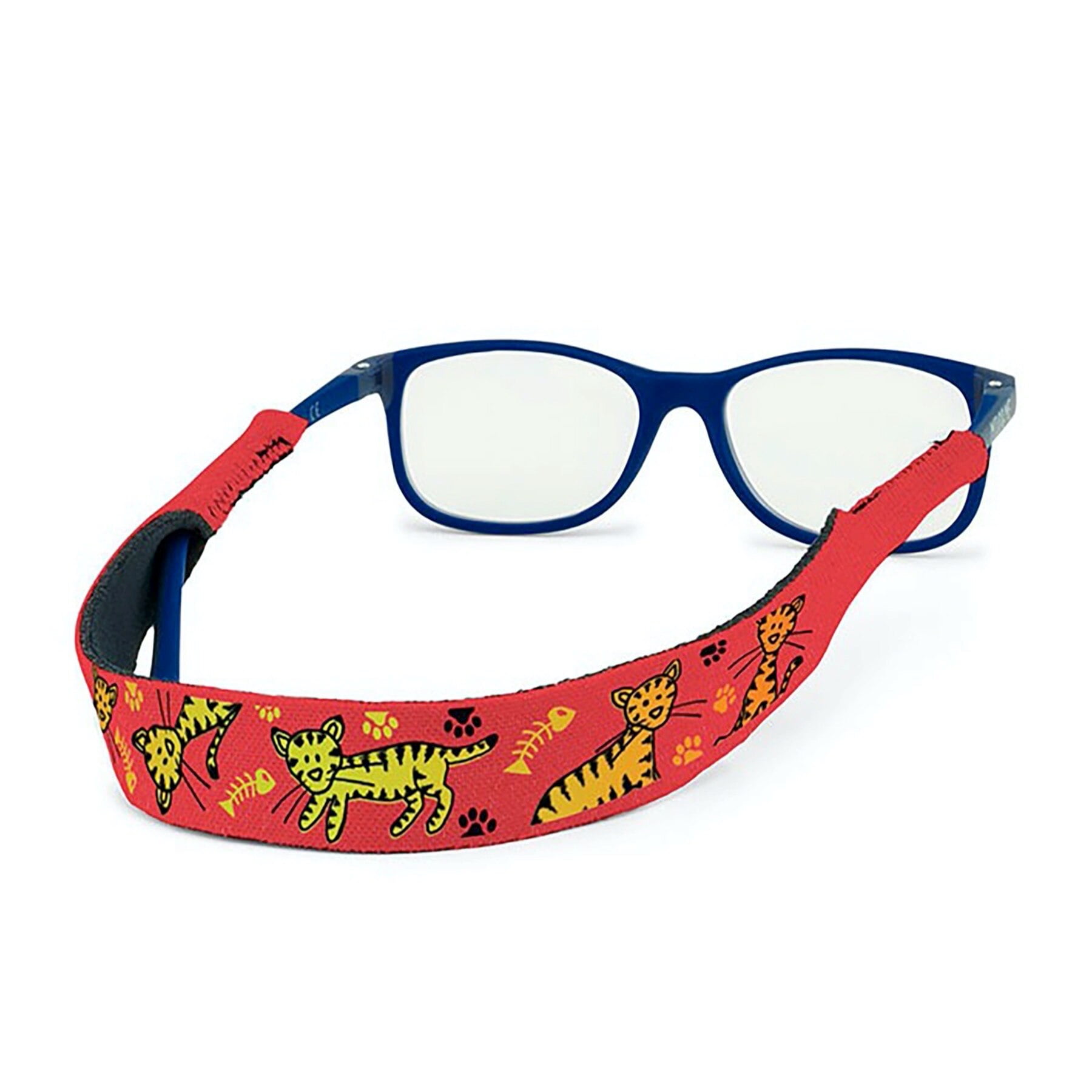 Croakies Kids Regular Durable and Adjustable Eyewear Retainer, Red Cats