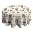 thumbnail image 4 of Highland Cow Bucket Flower Shoe Pattern Round Tablecloth 60"x60",Wrinkle Wipeable Table Cloth for Kitchen Dining Room Picnic Patio Party, 4 of 6