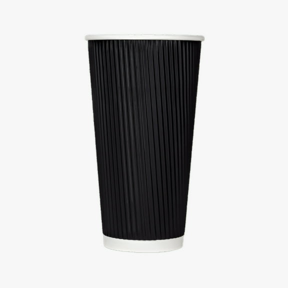 Karat 20oz Ripple Paper Hot Cups - Black (90mm) - 500 ct