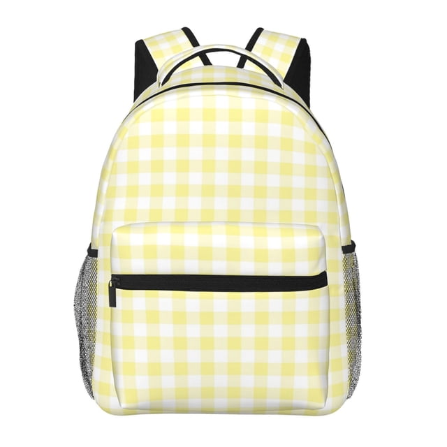 Disketp Lemon Yellow Checkboard Mochila Estampada para Hombre y Mujer – Mochila Ligera Clásica con Múltiples Bolsillos para Universidad, Trabajo y Viajes-One Size
