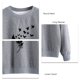 thumbnail image 5 of Sudadera de mujer con cuello redondo y manga larga con estampado de plumas, Jersey informal holgado para mujer, Top con patrón gris y negro XL, 5 of 6