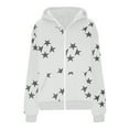 thumbnail image 5 of Usmixi 2023 Winter Womens Hoodies Coat Sweatshirt Coat for Women Fashion Star Print Oversized Zip up Hooded Jacket Fall Lightweight Long Sleeve Ladies Girls Outwear with Pocket Up to 65% off, 5 of 5