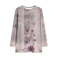 thumbnail image 6 of Stamzod Women Long Sleeve Tops Dressy Casual Crewneck Tshirts Vintage Basics Tee Blouses 2026 Purple S, 6 of 7