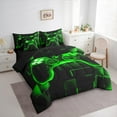 thumbnail image 2 of Erosebridal 7Pcs Full Gamer Comforter Set For Boys,Gaming Bedding Comforter Set,Video Games Gamepad Bed In A Bag Neon Glowing Square Geometric Grid Green Bed Sets With Comforter And Sheets, 2 of 5