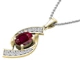 thumbnail image 2 of Dazzlingrock Collection 8X6mm Oval Ruby & Round White Diamond Flame Pendant for Women with 18 Inch Silver Chain (0.30 ctw, Color I-J, Clarity I1-I2) in 18K Yellow Gold, 2 of 4