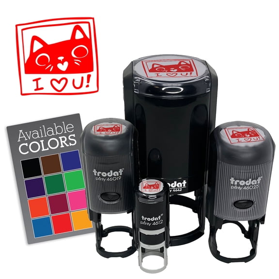 Cute Loving Kitty Cat Photo Self-Inking Rubber Stamp Ink Stamper for Stamping Crafting Planners - Black Ink - Mini 1/2 Inch