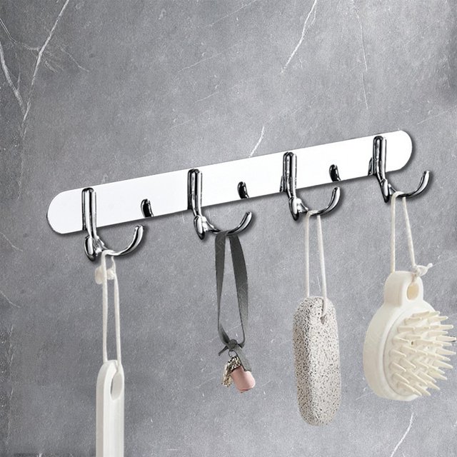 Xihbxyly Ganchos de Pared Ajustables de Acero Inoxidable para Sombreros y Ropa. Adhesivo Fuerte. Ideales para Baño, Cocina y Oficina. Tamaño: 33 X 7 X 5 Cm.